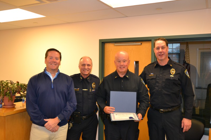 (L to R) Police Commissioner Brent Hayes, Chief Don Anderson, Lieutenant William Duignan, Captain Jeremiah Marron.
